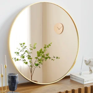 JHK Large Gold Round  Framed Mirror