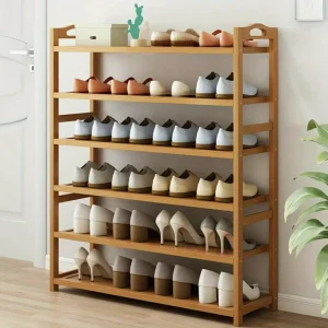 6 - Layers Bamboo and Natural Wood Shoe Rack